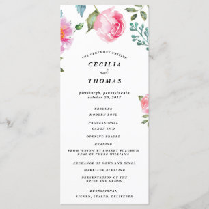 Programa de Boda Floral Primaria Peony
