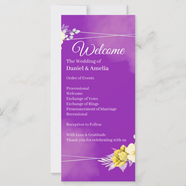 Programa de Boda Floral Púrpura (Anverso)