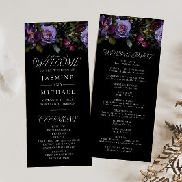 Programa de Boda Floral Púrpura Gótico Malhumorado