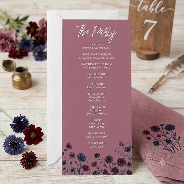 Programa de Boda Floral Púrpura y Azul Malhumorado (Subido por el creador)