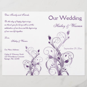 Programa de Boda Floral Púrpura y Blanca