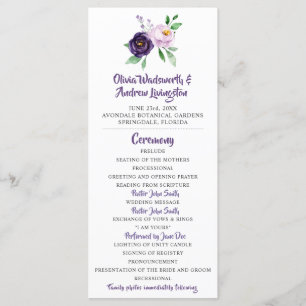 Programa de Boda Floral Púrpura y Lavender
