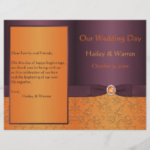 Programa de Boda Floral Púrpura y Tangerina