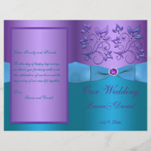 Programa de Boda Floral Púrpura y Turquesa