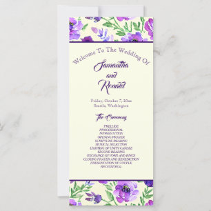 Programa de Boda Floral Púrpura y Verde