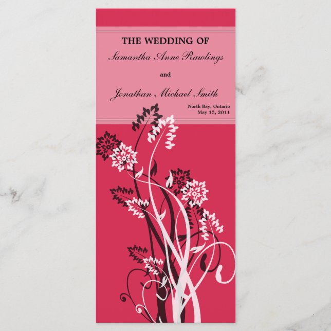 Programa de Boda Floral Roja Profunda (Anverso)