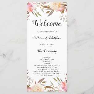 Programa de Boda Floral Romántico Rubor Flor