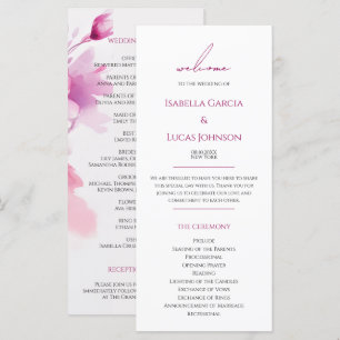 Programa de Boda Floral Rosa de Acuarela