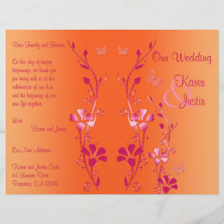 Programa de Boda Floral Rosa y Naranja