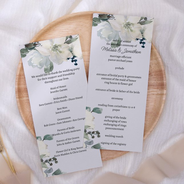 Programa de Boda Floral Rosas Blancas Marfil (Subido por el creador)
