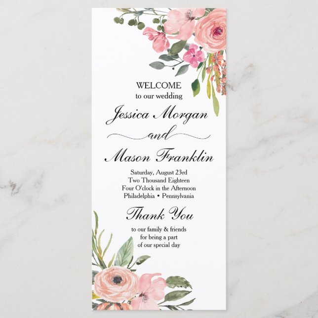Programa de Boda Floral Rústica (Anverso)
