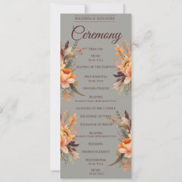 Programa de Boda Floral Rústico Acuarela de Otoño