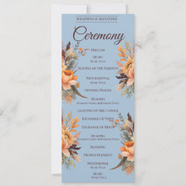 Programa de Boda Floral Rústico Acuarela de Otoño