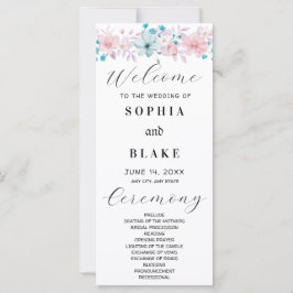 Programa de Boda Floral Simple Rosa y Azul