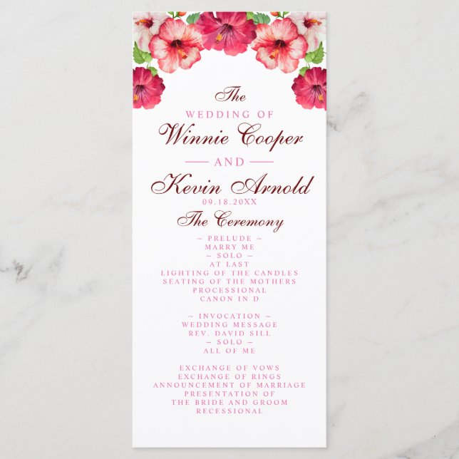 Programa de Boda Floral Tropical (Anverso)