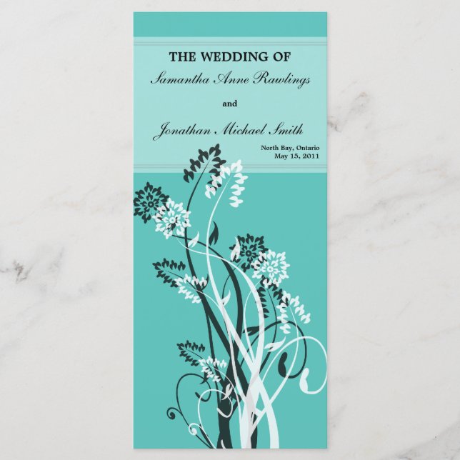 Programa de Boda Floral Turquesa (Anverso)
