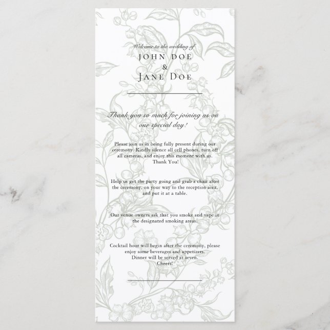 Programa de Boda Floral Verde (Anverso)