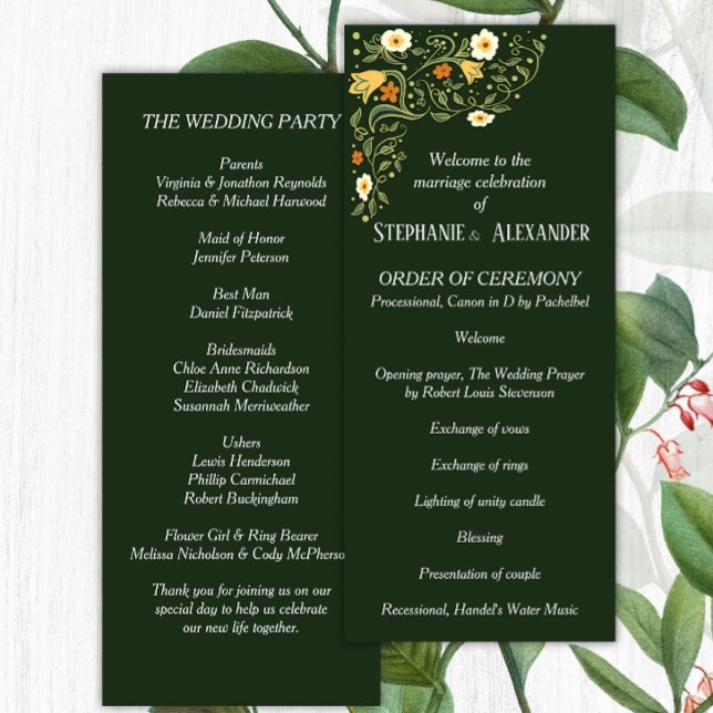 Programa de Boda Floral Verde (Subido por el creador)