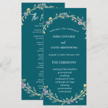 Programa de Boda Floral Verde Azul