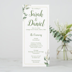 Programa de Boda Floral Verde, Oro y Blanca