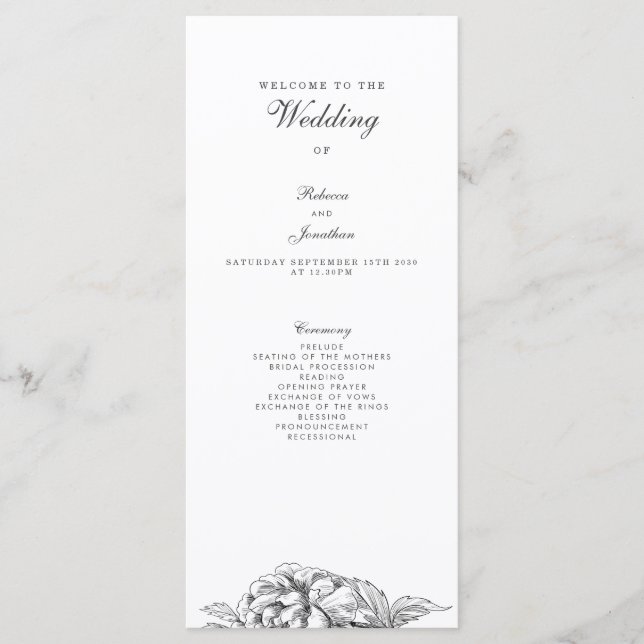 Programa de Boda Floral Vintage (Anverso)