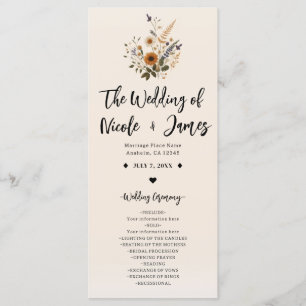 Programa de Boda Floral Vintage Boho Flores Silves