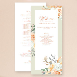 Programa de Boda Floral Vintage Boho Peach