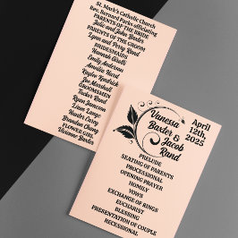 Programa de Boda Flourish de Vintage de color negr