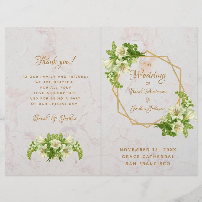 Programa de Boda Folclórica - Lilios Blancos de Or (Anverso)