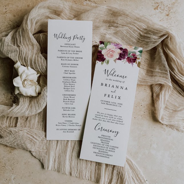 Programa de Boda Foliage Botánico Rústico Floral (Subido por el creador)