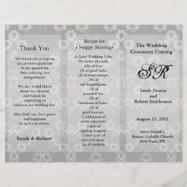Programa de Boda Folleto Floral Gris