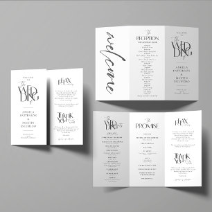 Programa de boda formal blanco negro