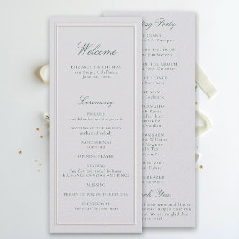Programa de Boda Formal Clásico Verde Marfil
