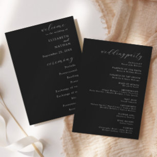 Programa de Boda Formal de Gala Negro Moderno y El