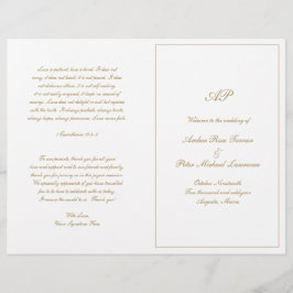 Programa de Boda Formal de Monograma Dorado Elegan