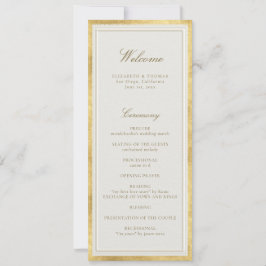 Programa de Boda Formal Moderno Clásico Ecru Dorad