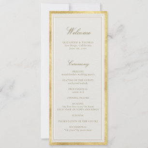 Programa de Boda Formal Moderno Clásico Ecru Dorad