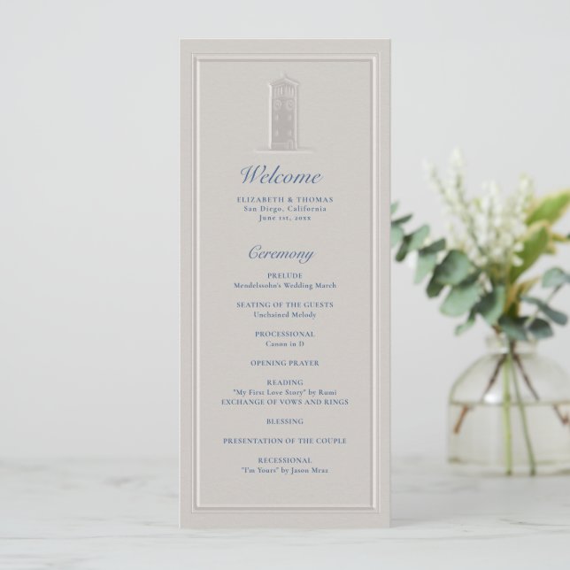 Programa de Boda Formal Náutico de Faro Costero (Anverso de pie)