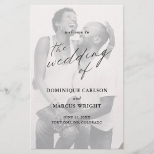 Programa de Boda Foto con Caligrafía Elegante Pres