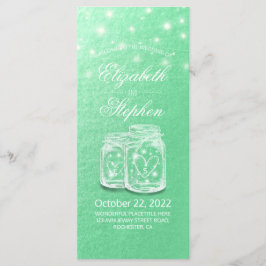 Programa de boda frascos de Mason luces de cadena 
