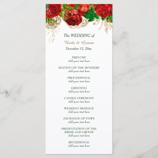 Programa de Boda Fronteriza de Roses Rojos (Anverso)