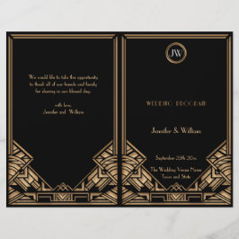 Programa de Boda Gatsby Style de Black Gold Art De