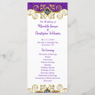 Programa de Boda Gemstone de Oro Purpurina Púrpura
