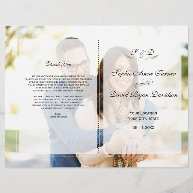 Programa de Boda Geométrico con Foto Desvanecida C (Anverso)