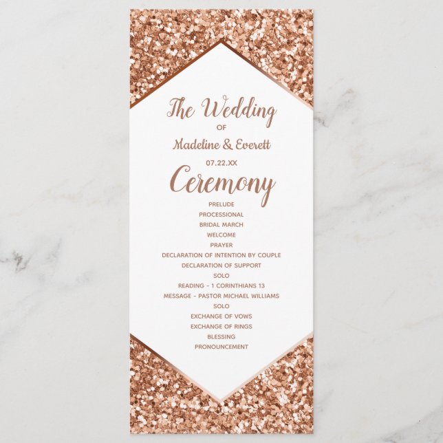 Programa de Boda Glamuroso con Confeti Brillante d (Anverso)