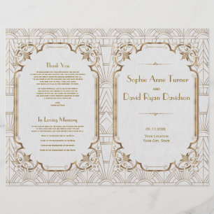 Programa de Boda Gold Great Gatsby White Art Deco