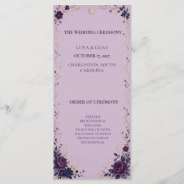 Programa de Boda Gótico Celestial Lila Editable