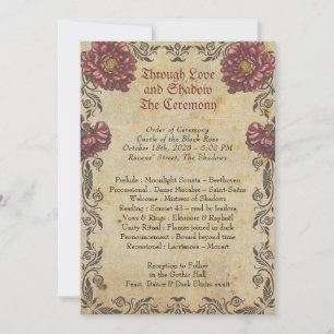 Programa de Boda Gótico con Papel Antiguo y Oscuro