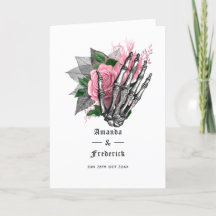 Programa de Boda Gótico Esqueleto Floral Rosa