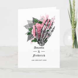 Programa de Boda Gótico Esqueleto Floral Rosa
